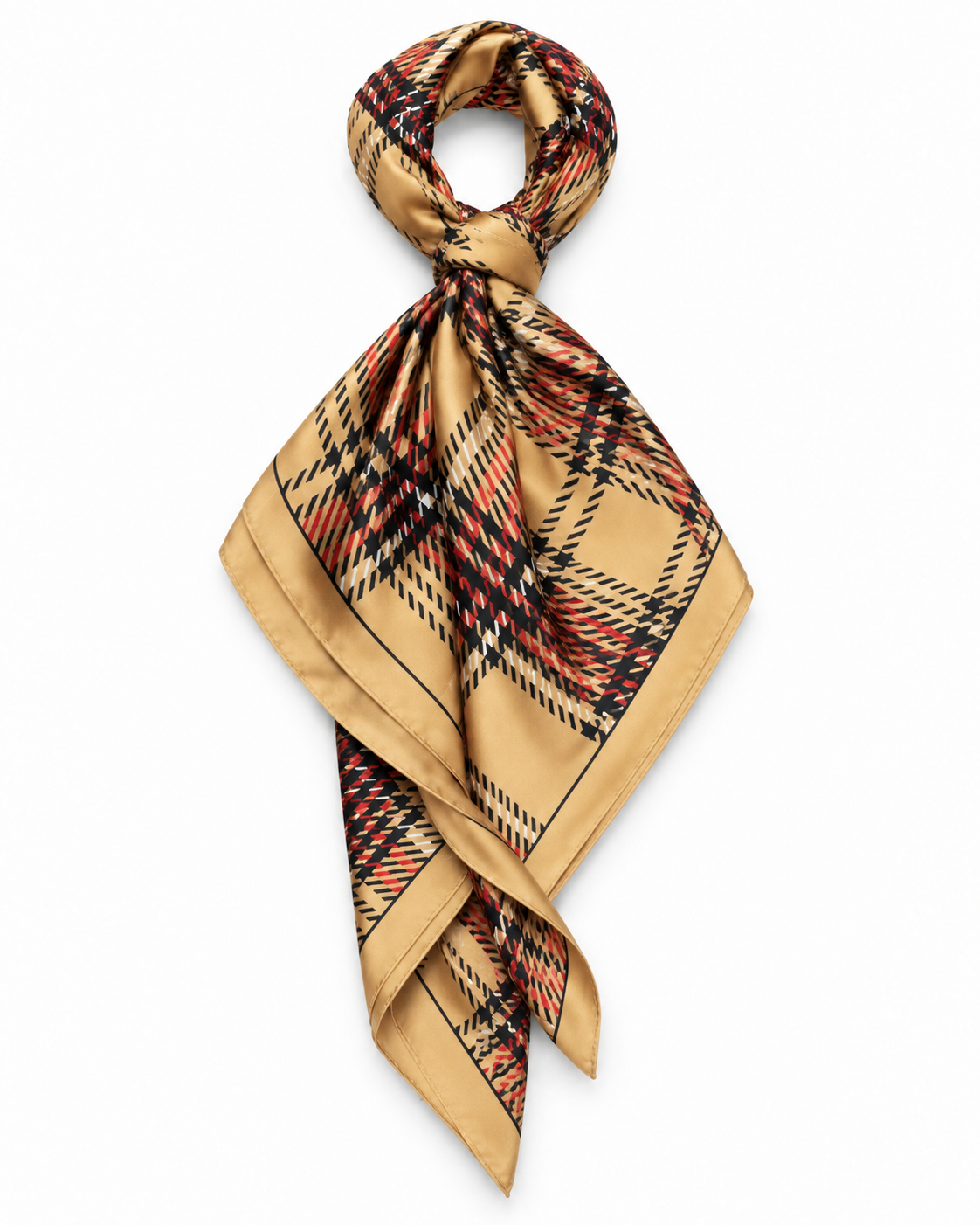 Lotta Camel heritage check neck scarf