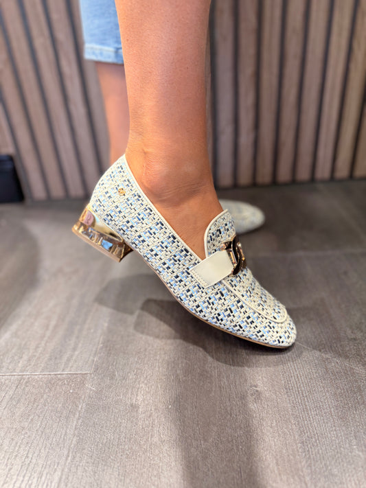 Laocai One Blue Tweed Loafers