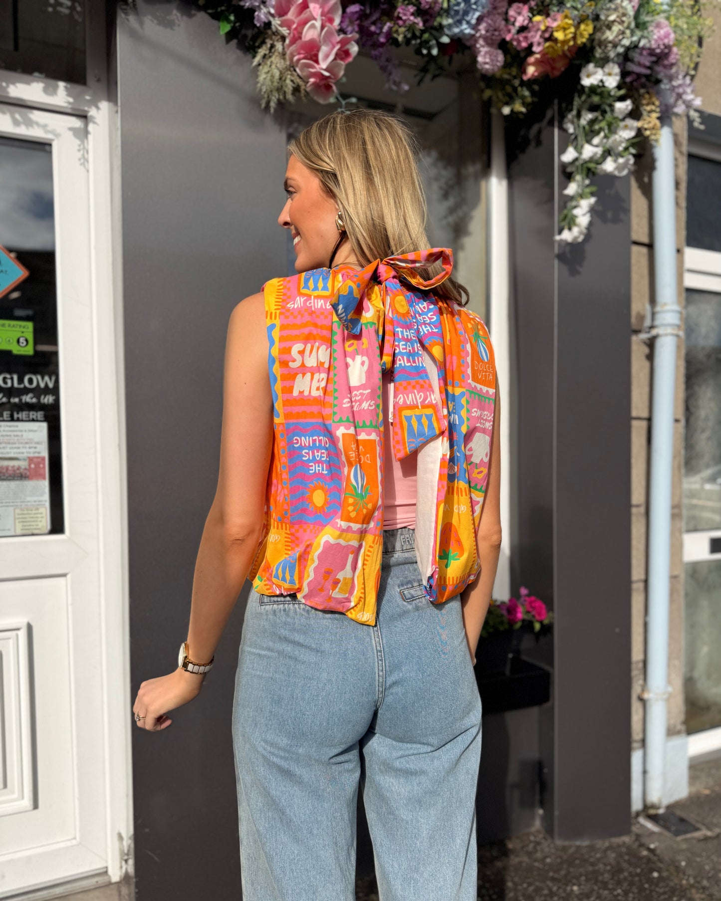 Multi Colour Open Back top