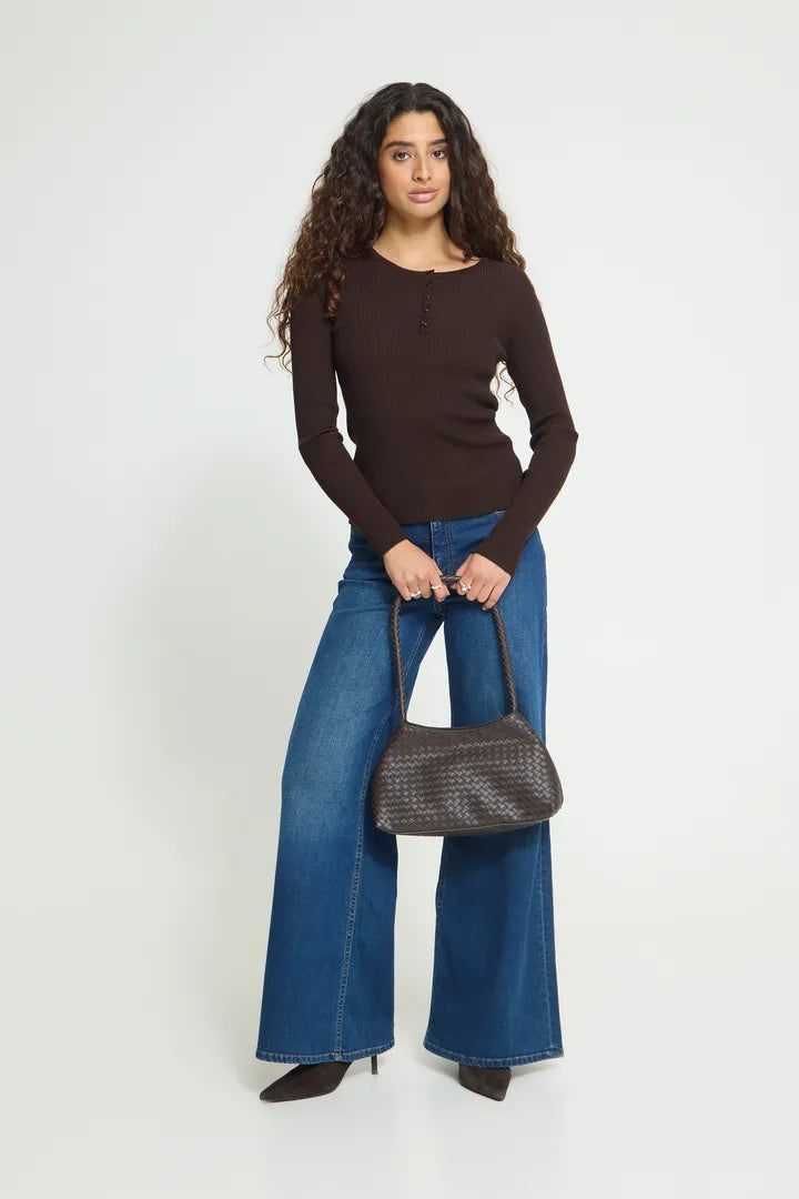 Luls Ribbed Top Brown