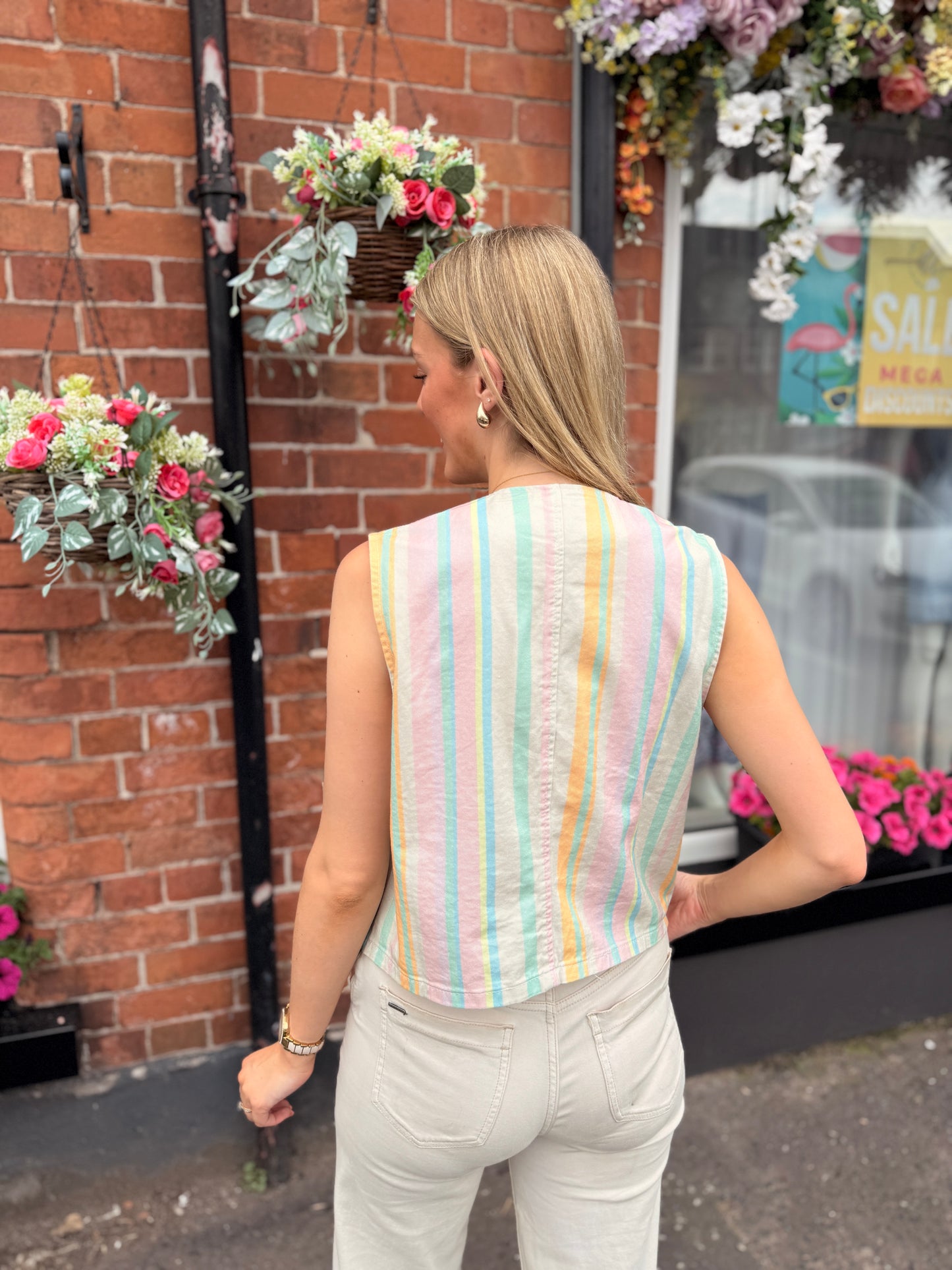 Asymmetric Stripe Pastel Top
