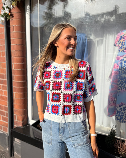 Patchwork Crochet Boxy Top