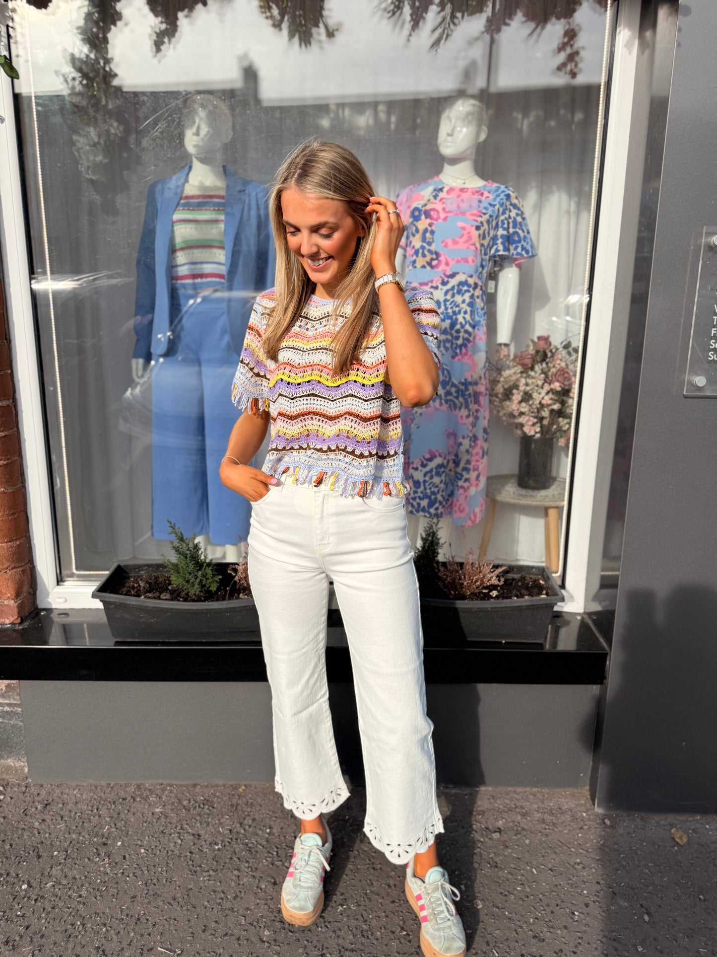 Multicolour Stripe Crochet top