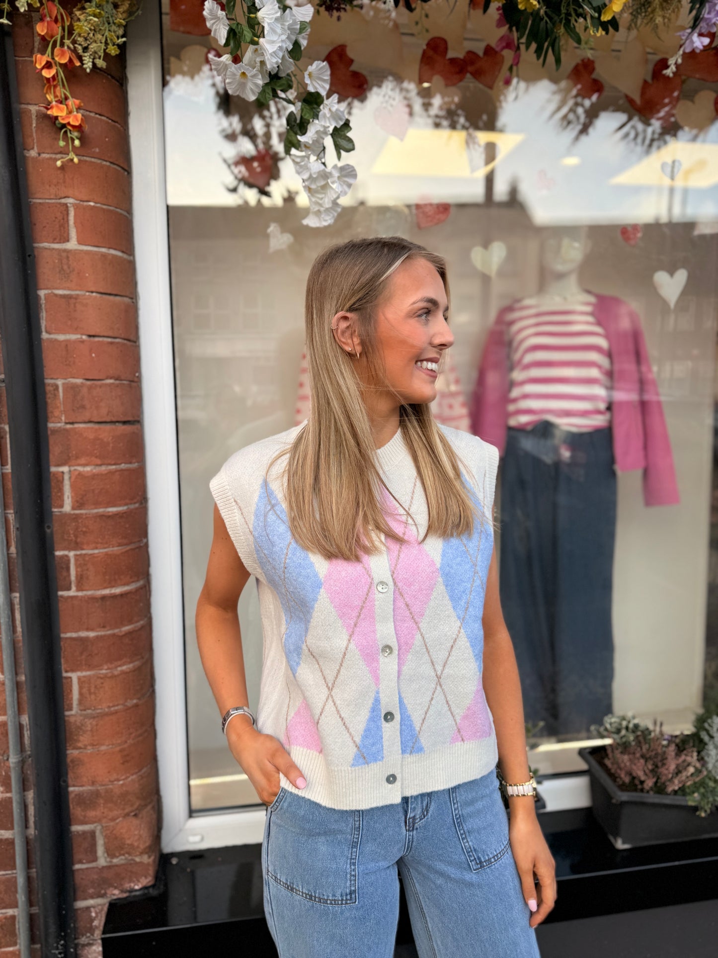 Argyle Cream Waistcoat 2048