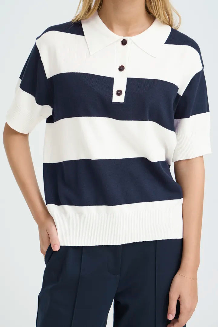 Luls Polo Top Navy White