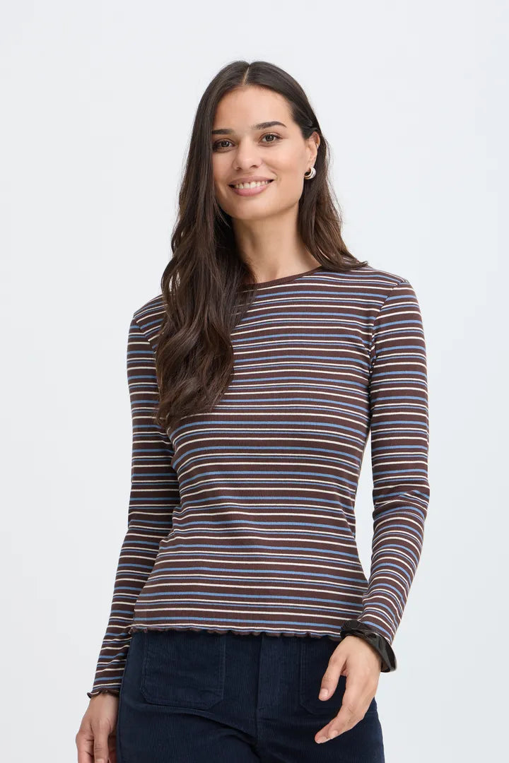 Tone Stripe Top Brown/Blue
