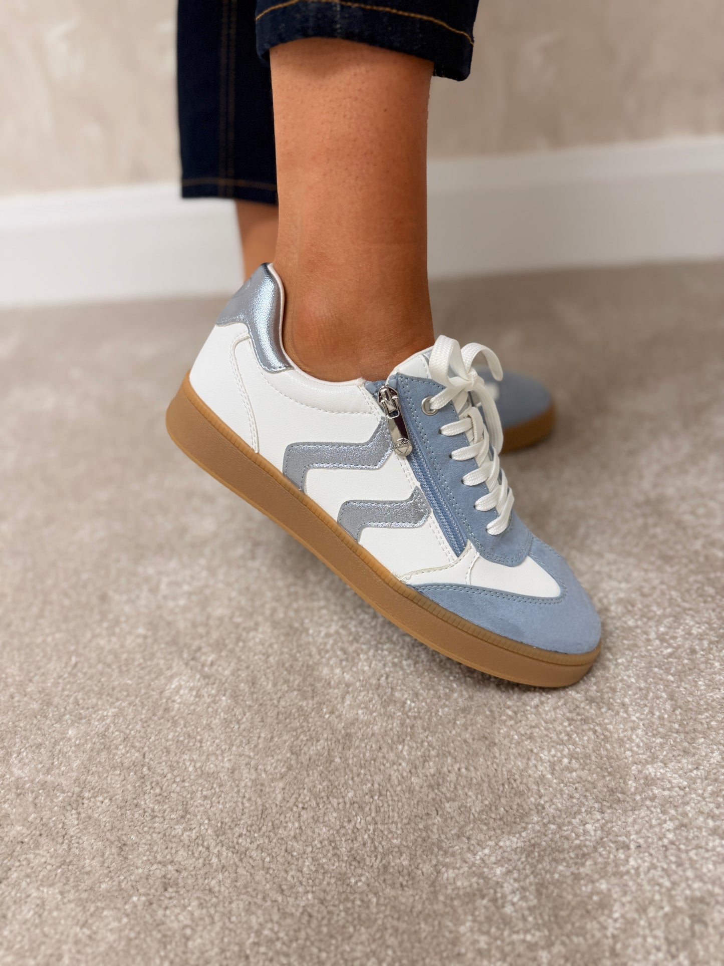 White LT Blue Trainers
