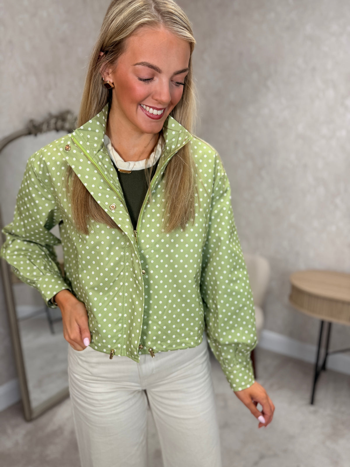 Green Polka dot jacket