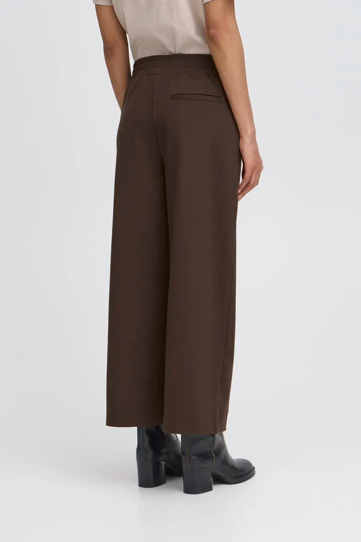 Kate Cropped Wide Pants Chocolate Brown