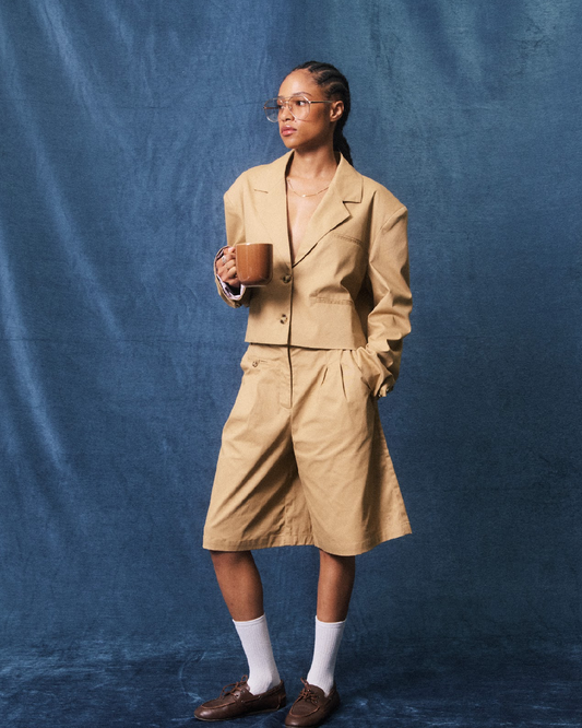 Camel Cropped Blazer