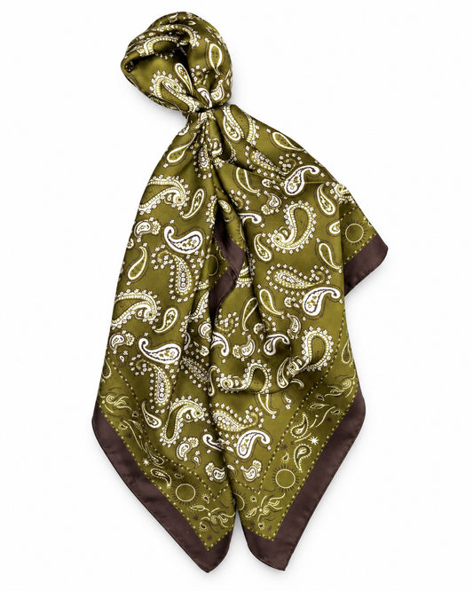 Lotta green/brown paisley neck scarf