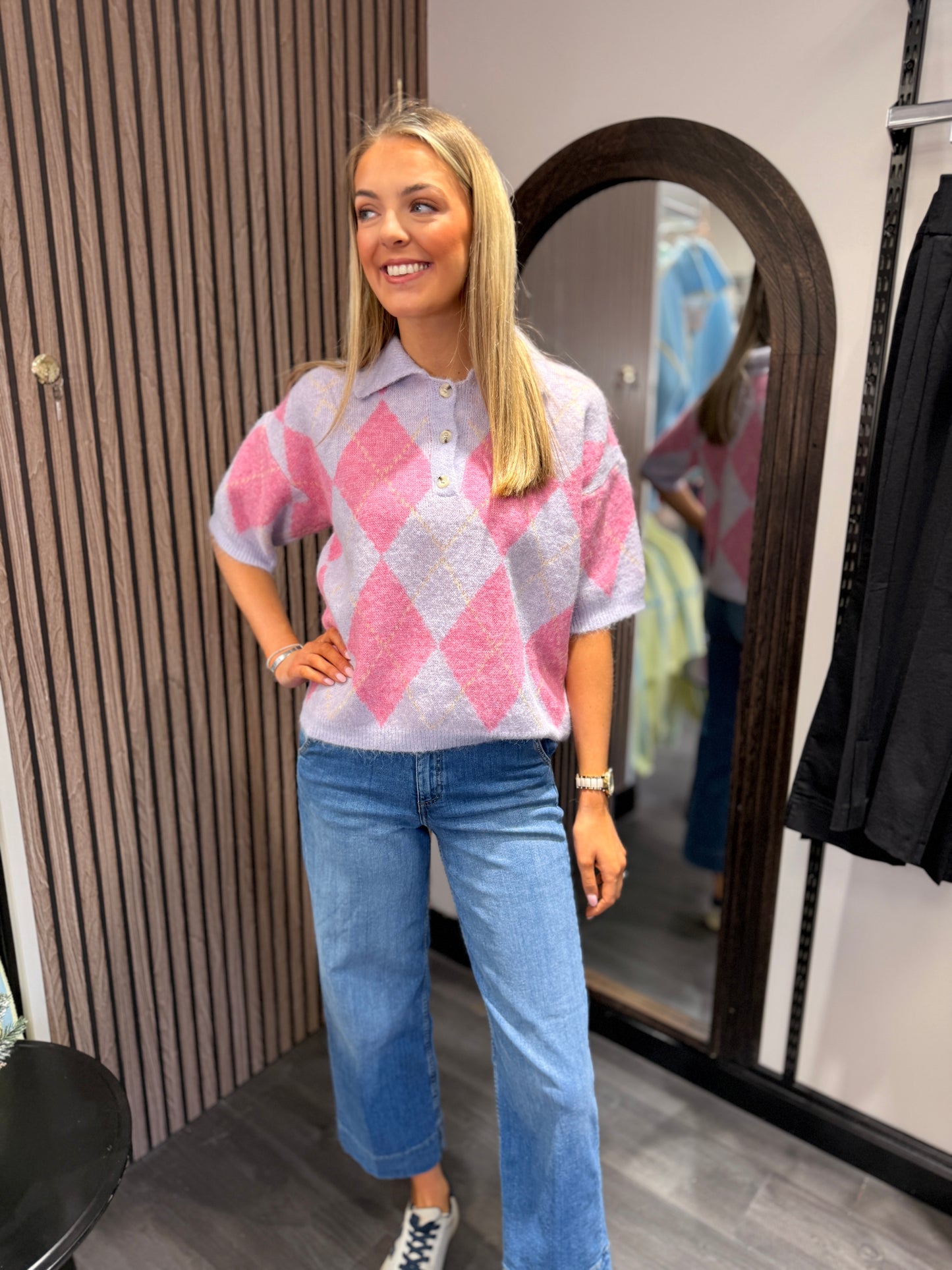 Lilac Pink Collared Knit