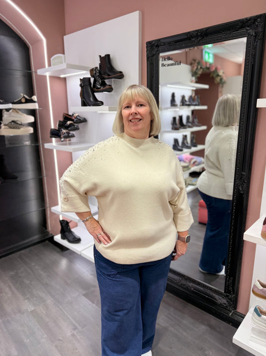 Lacey Cream Sparkle Knit