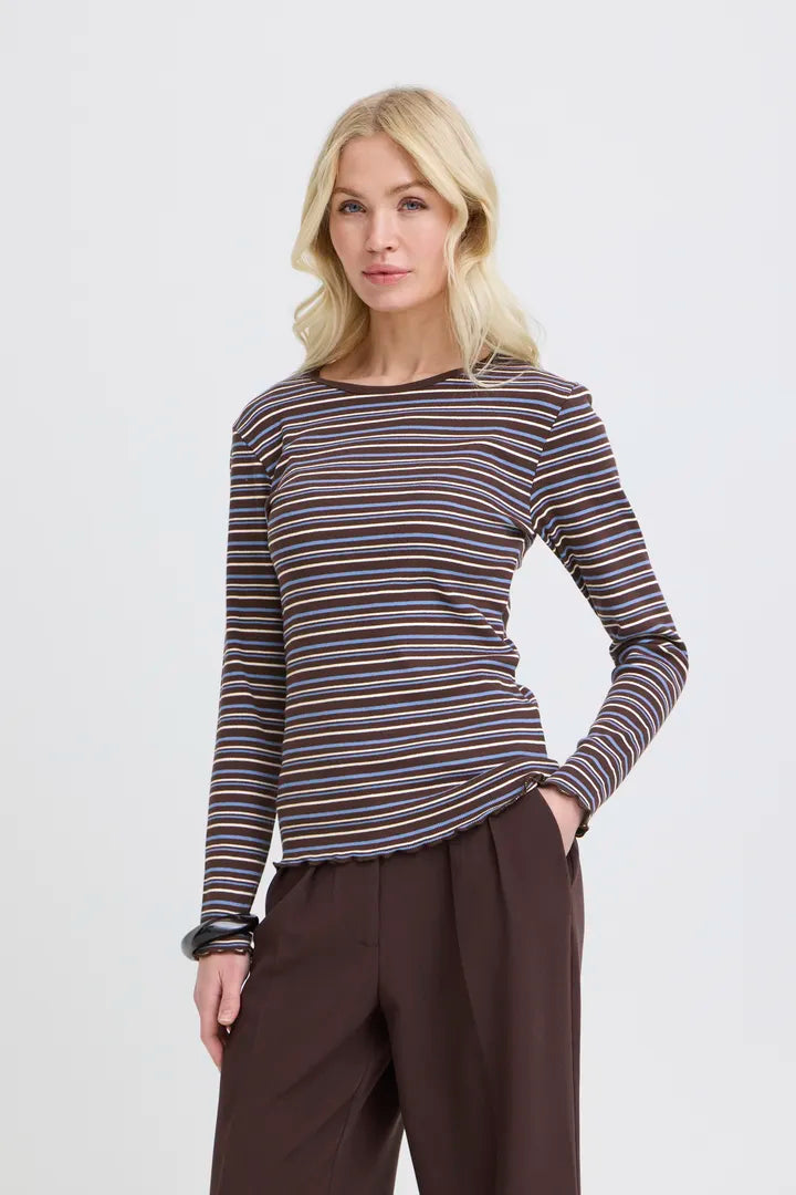 Tone Stripe Top Brown/Blue