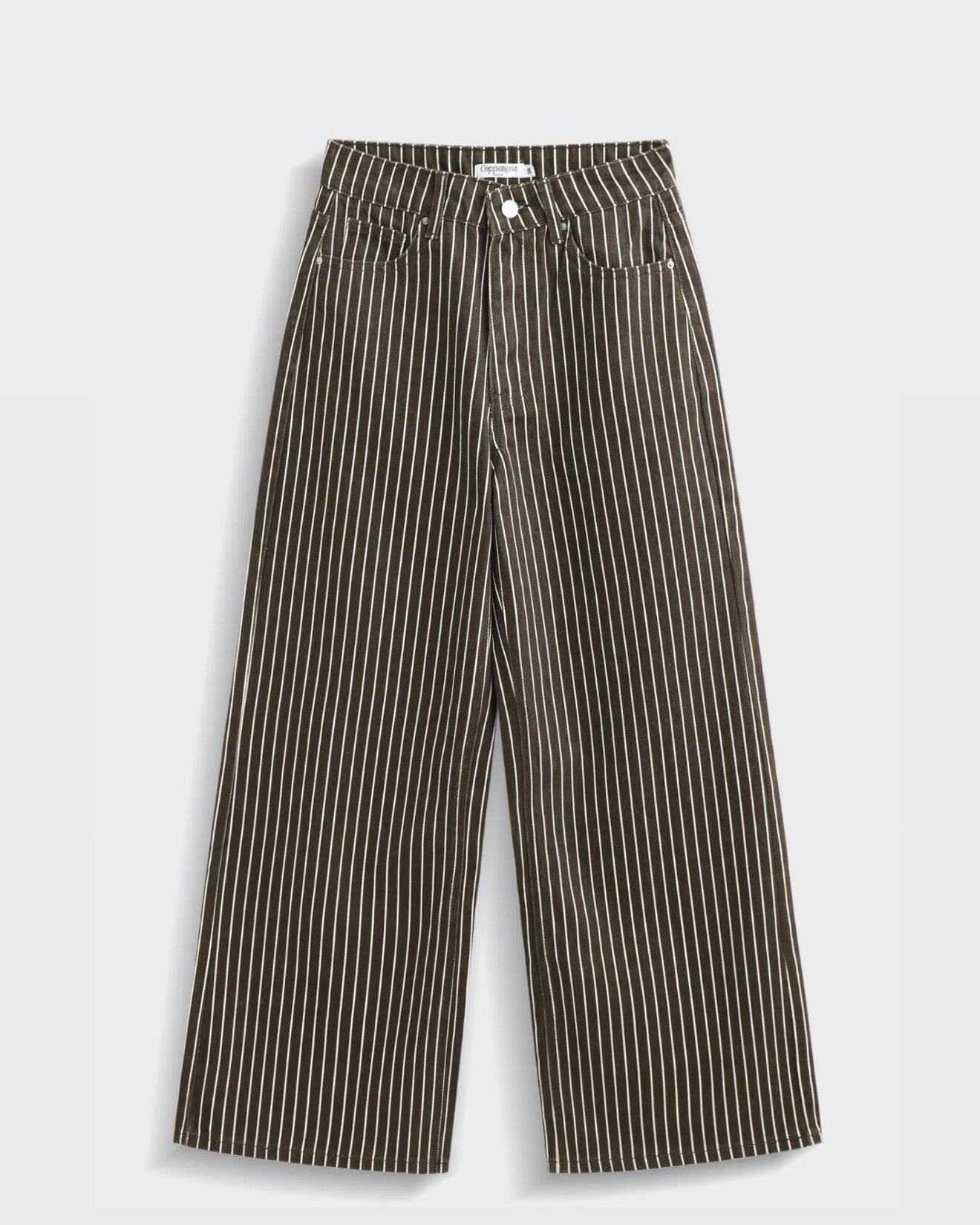 Sienna Pinstripe Wide Leg Jeans Brown