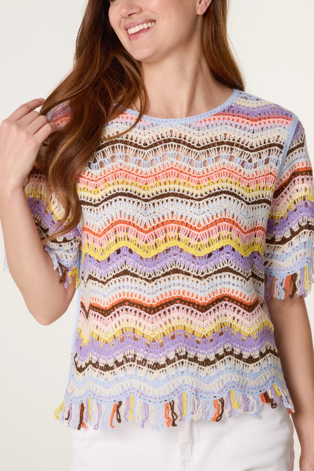 Multicolour Stripe Crochet top