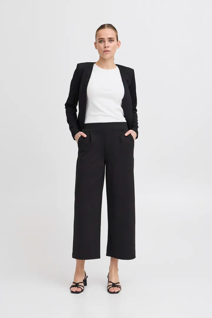 Kate Cropped Wide Pants Chocolate Black