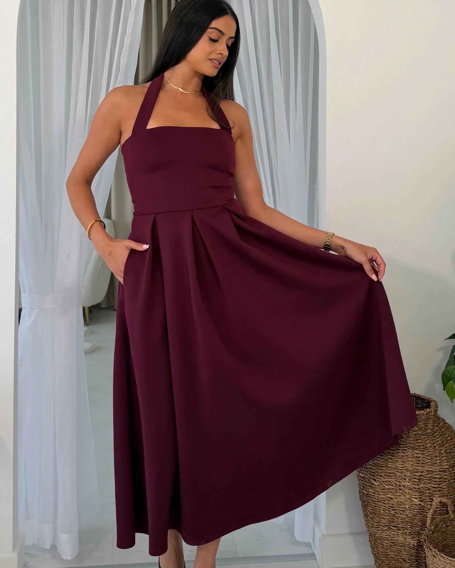 Briar Halterneck Pleated skirt Dress
