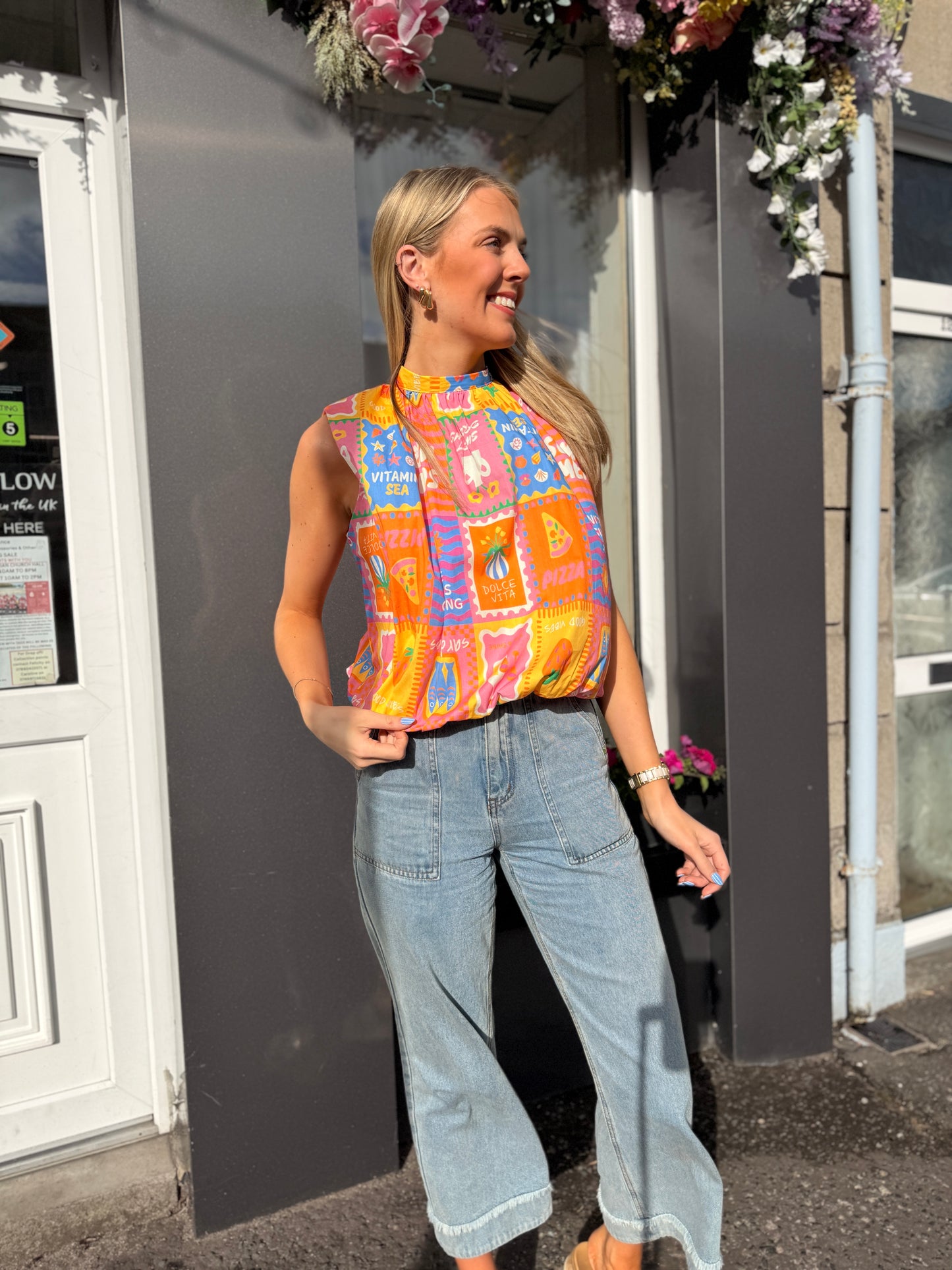 Multi Colour Open Back top