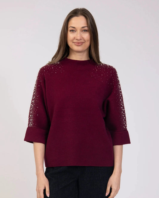 Burgundy Pearl Diamanté Top