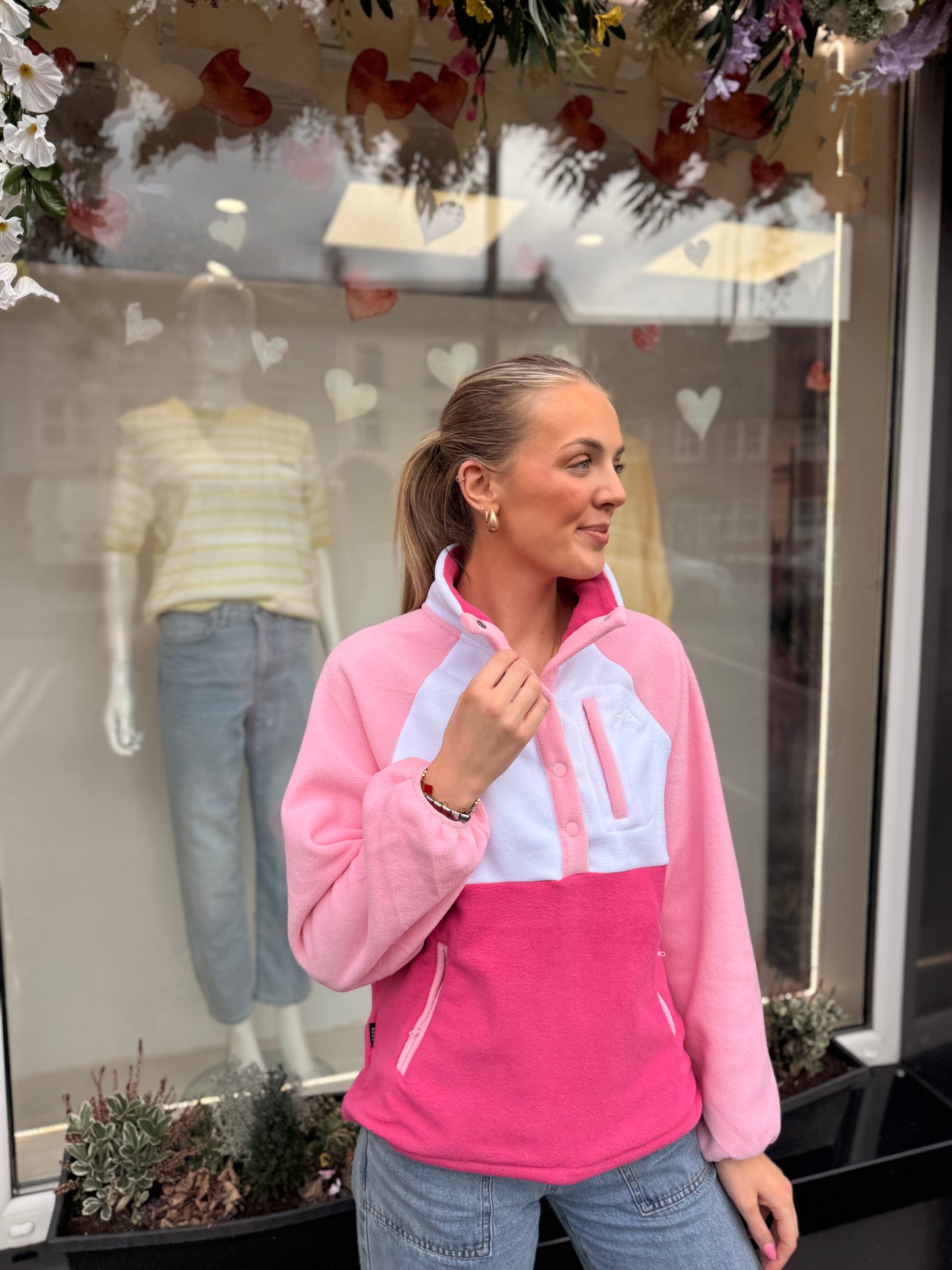 Pink White Multi Fleece