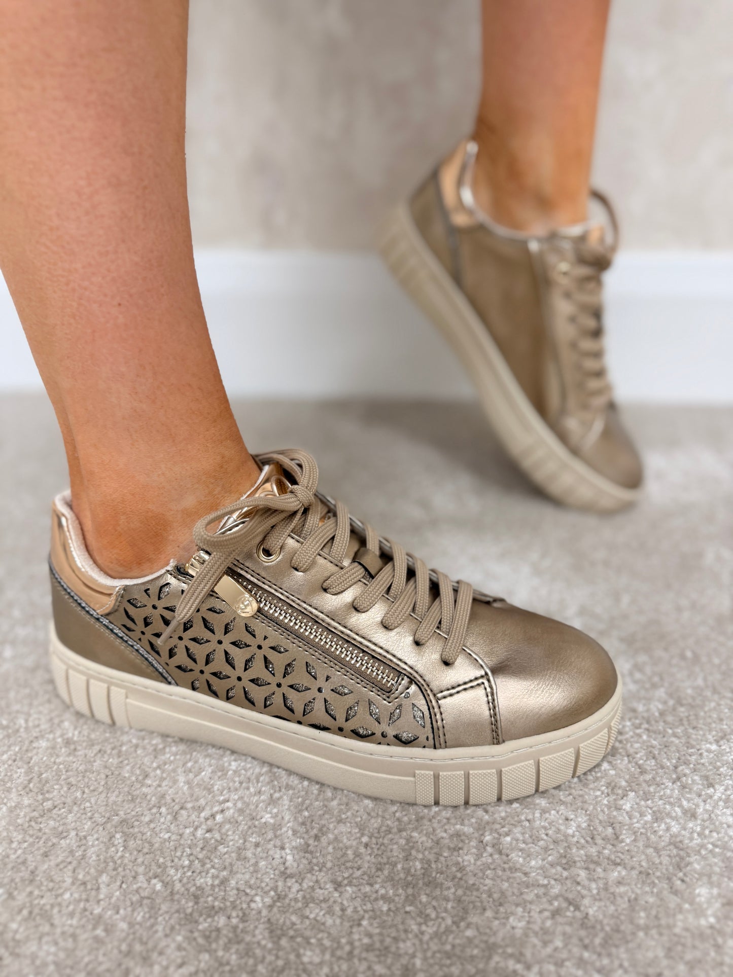 Dark Gold Comb Trainers