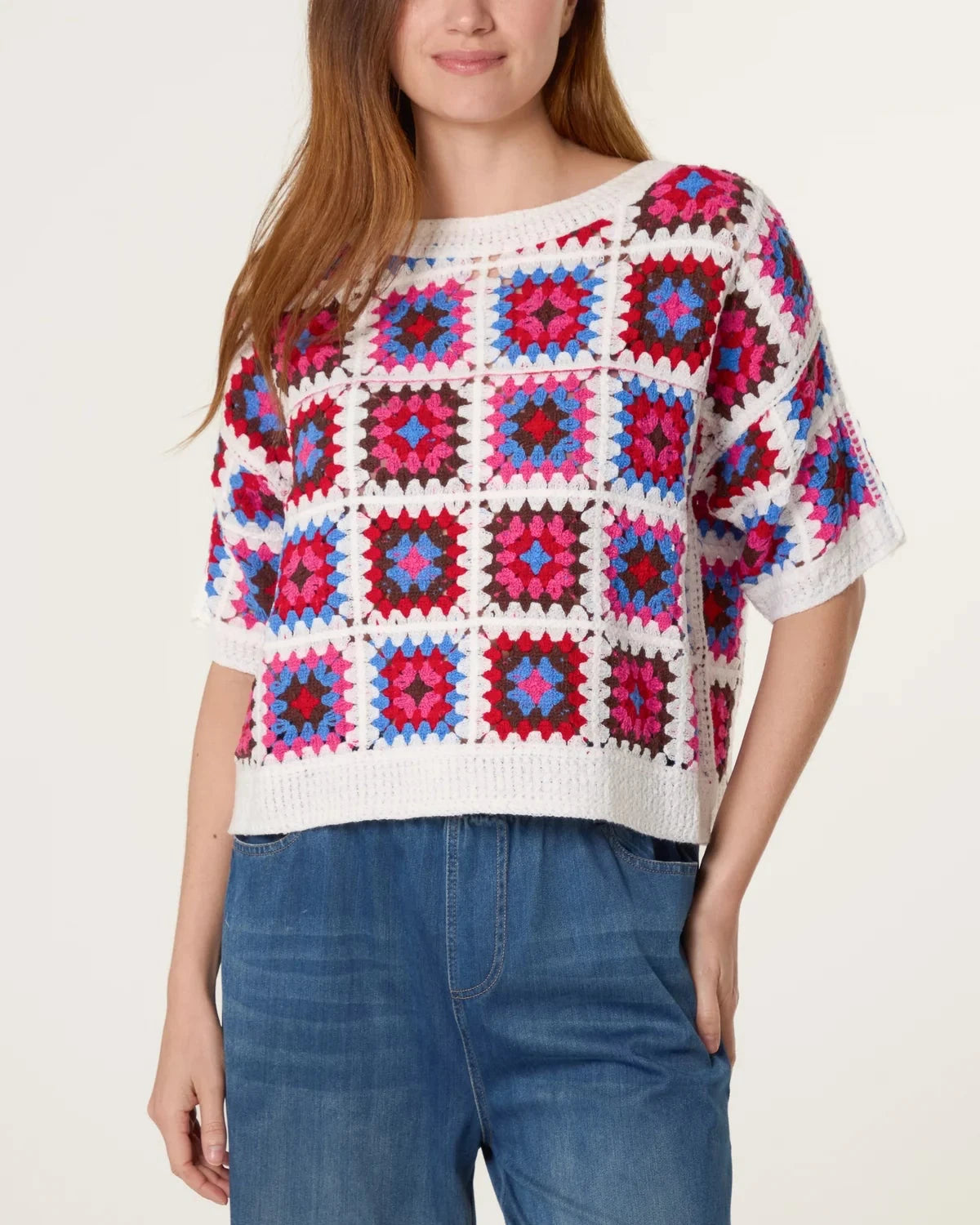 Patchwork Crochet Boxy Top