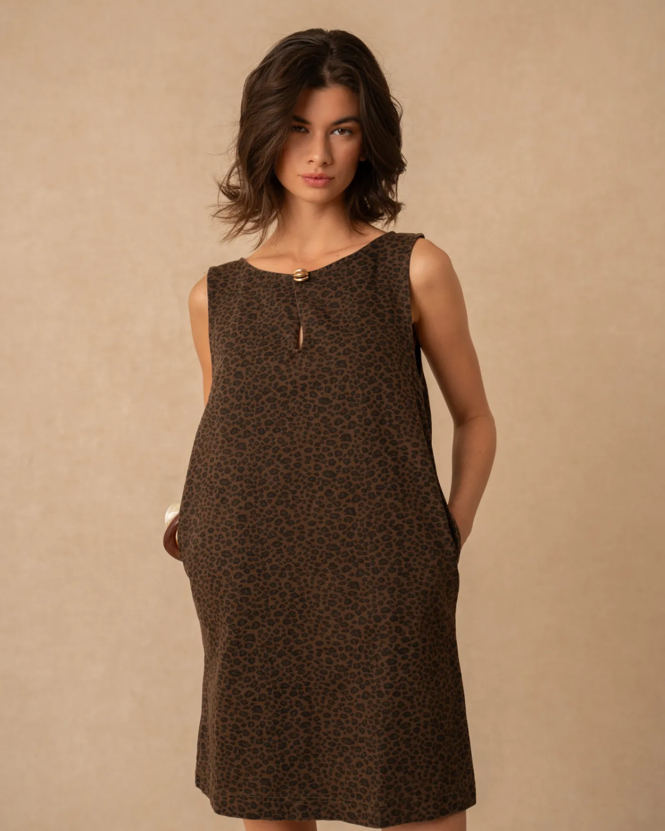Animal Print Soft Denim Pinafore