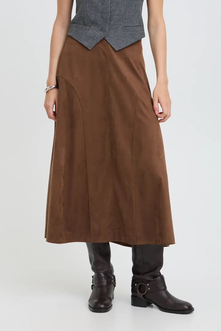Rosetta Suede Midi Skirt