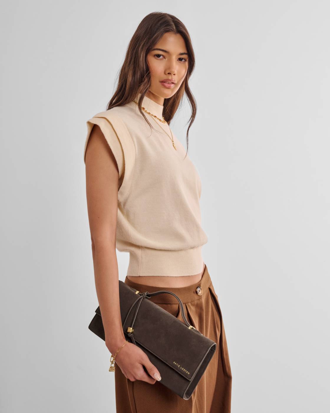 KLB4725 Alma Clutch Bitter Chocolate Suedette