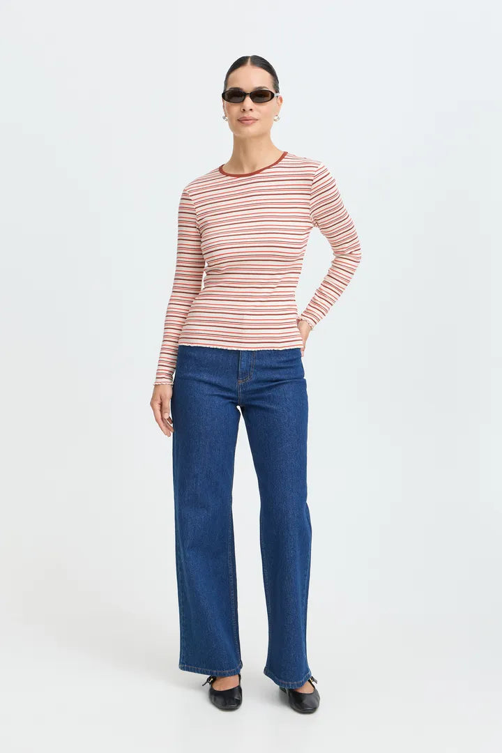 Tone Stripe Top Orange Mix