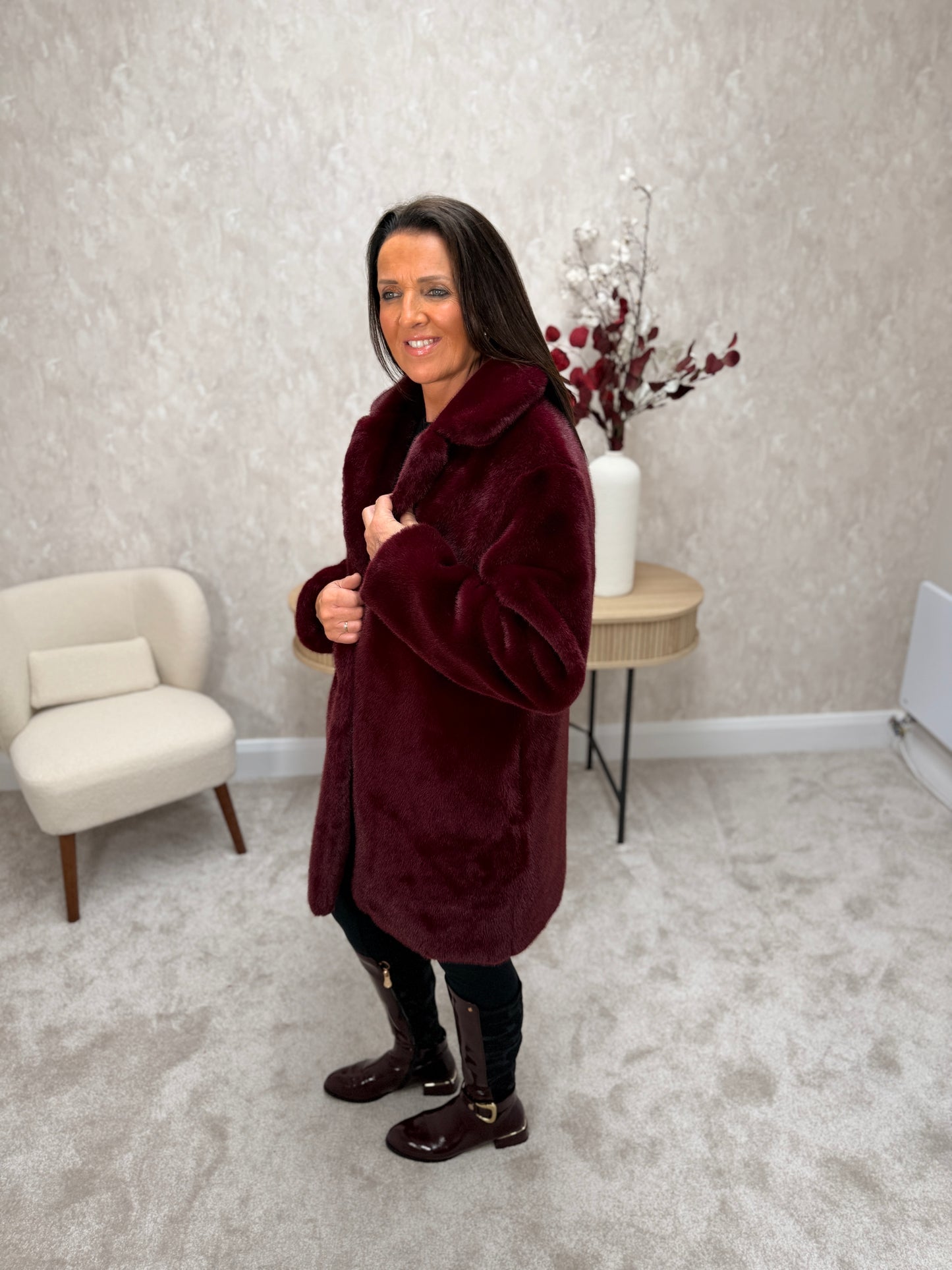 Maroon Fur Coat