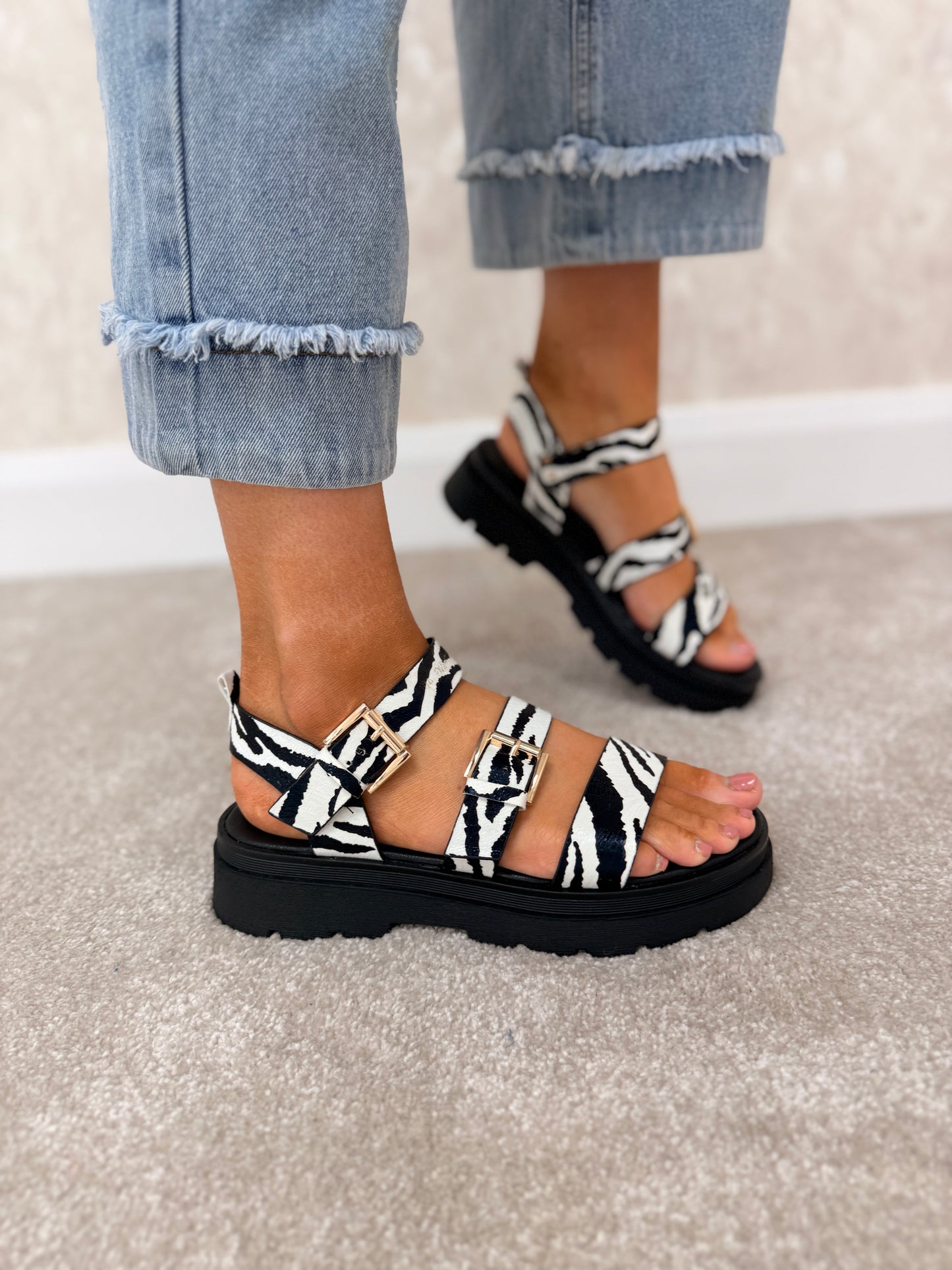 Something White Lotus Zebra Sandals
