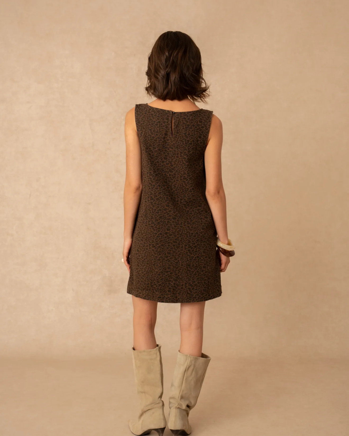 Animal Print Soft Denim Pinafore