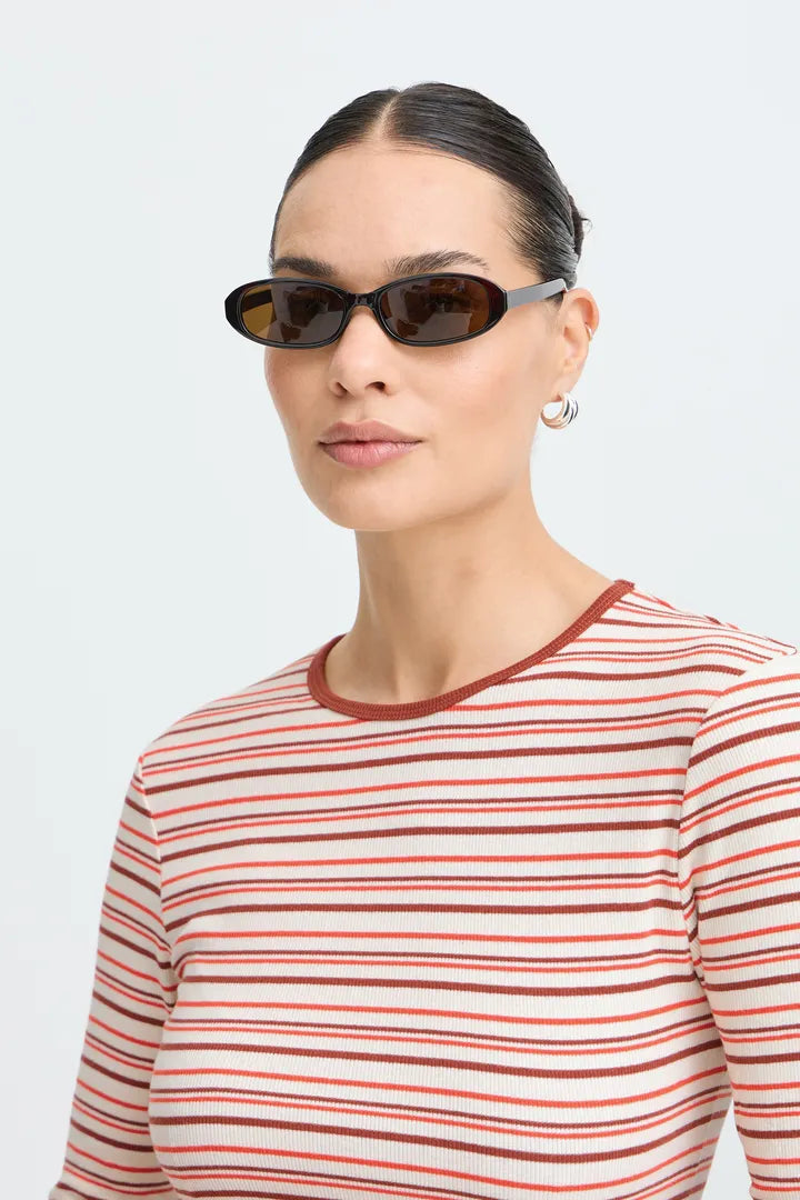 Tone Stripe Top Orange Mix