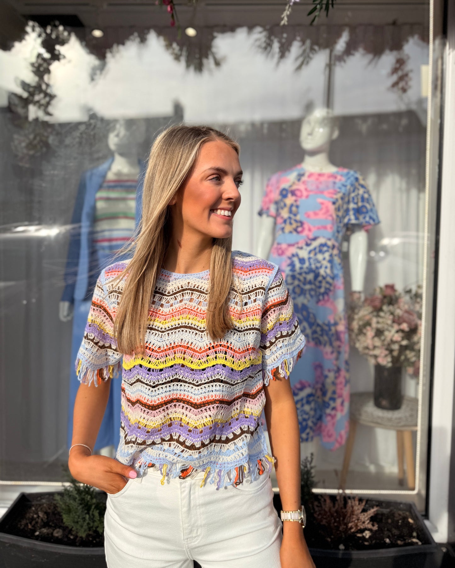 Multicolour Stripe Crochet top