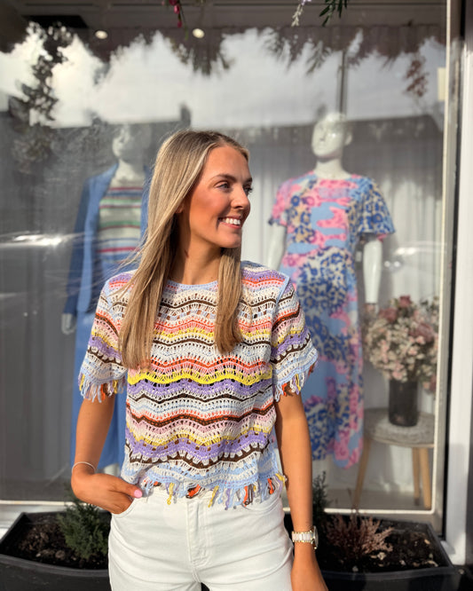 Multicolour Stripe Crochet top