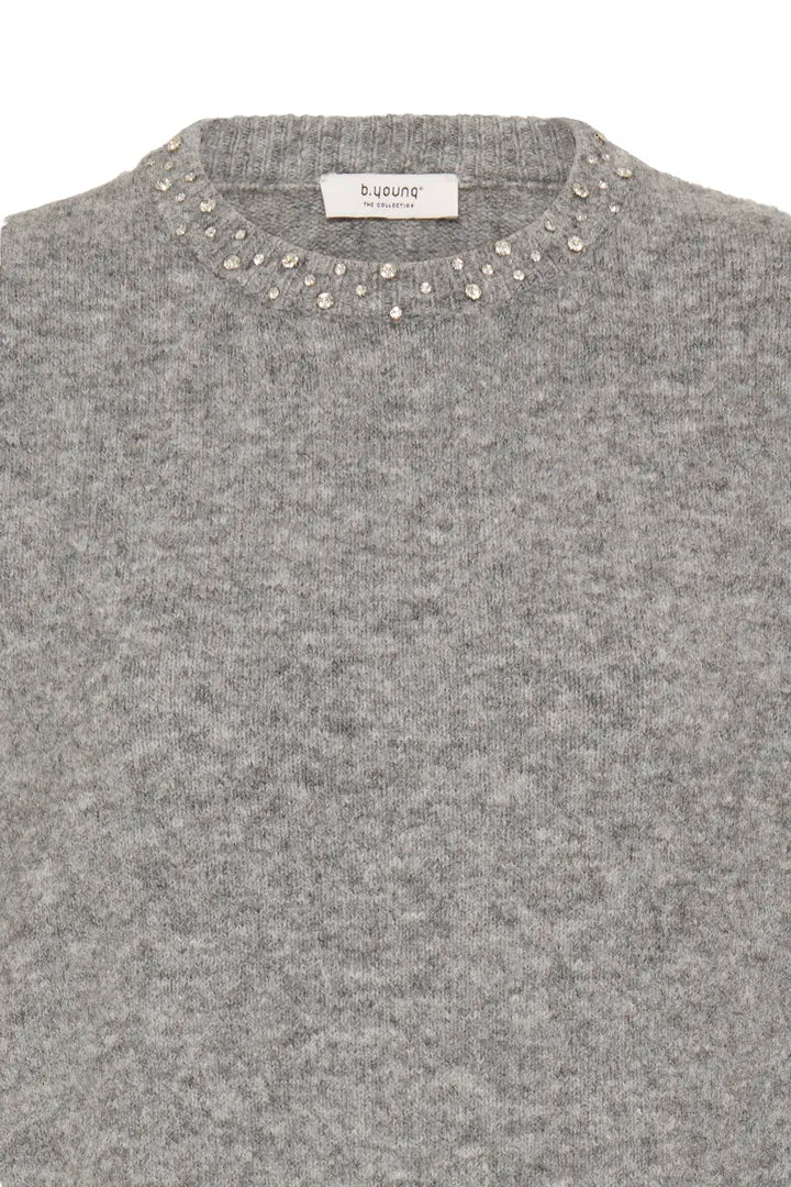 Omea Rhinestone SS Jumper Grey