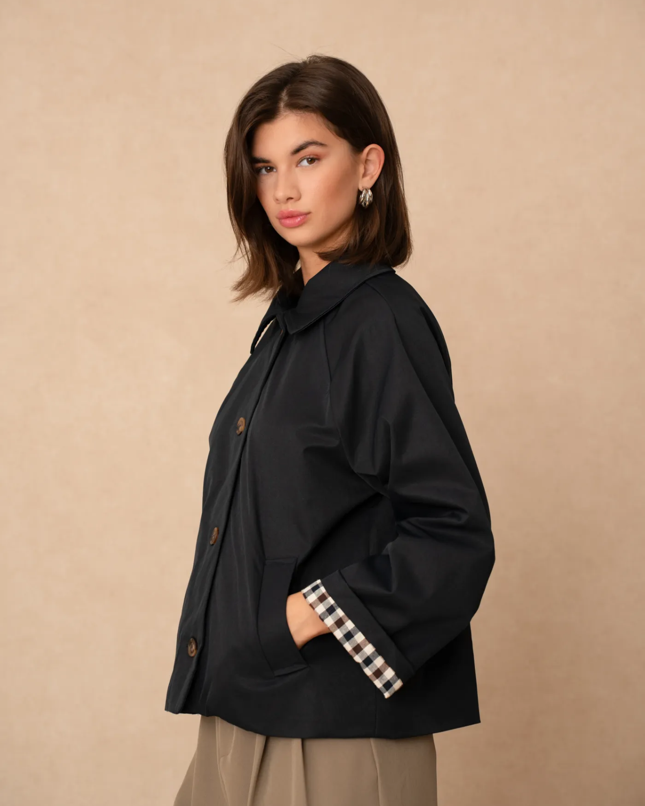 Short Trench Coat Navy
