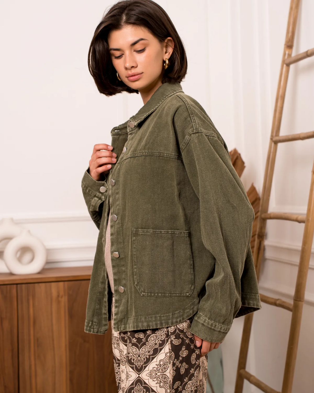 Green Soft Denim Jacket