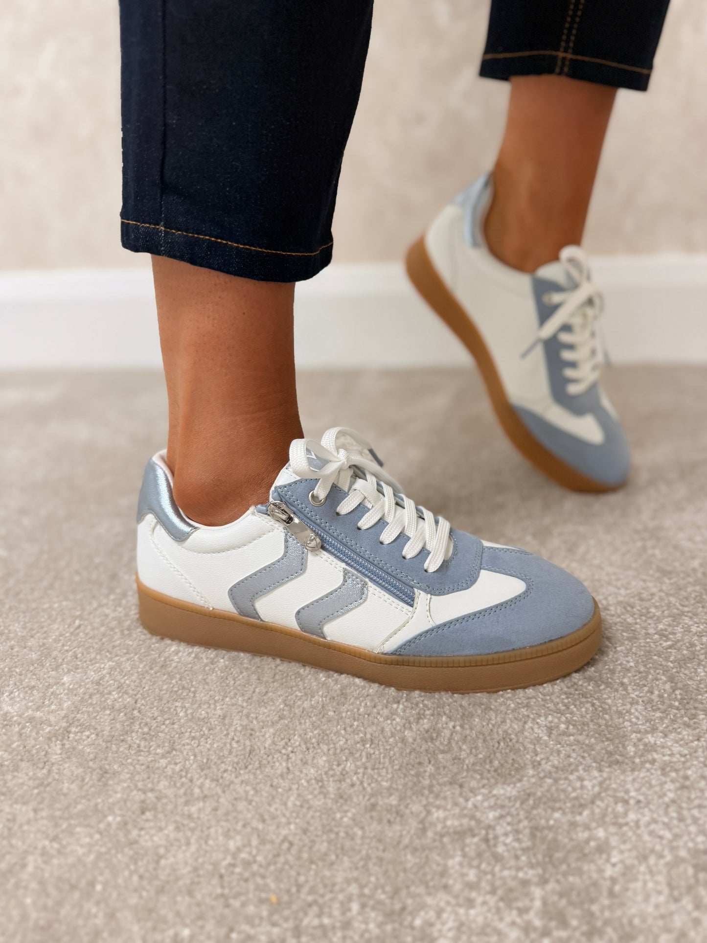 White LT Blue Trainers