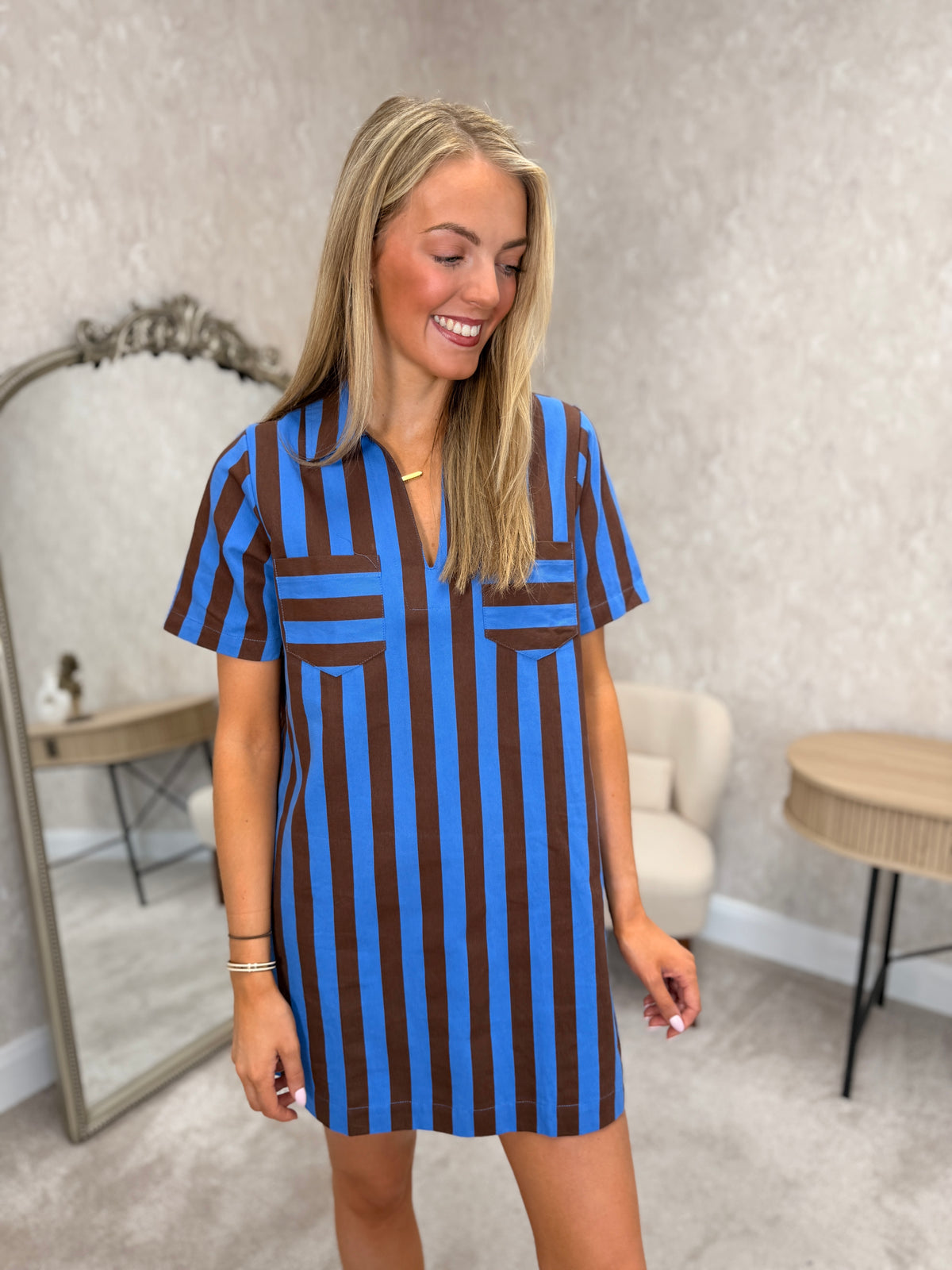 Soft Denim Dress Blue/Brown