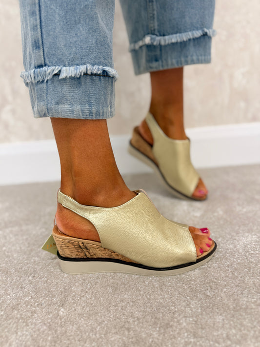 Mirfa Gold Wedge Sandal