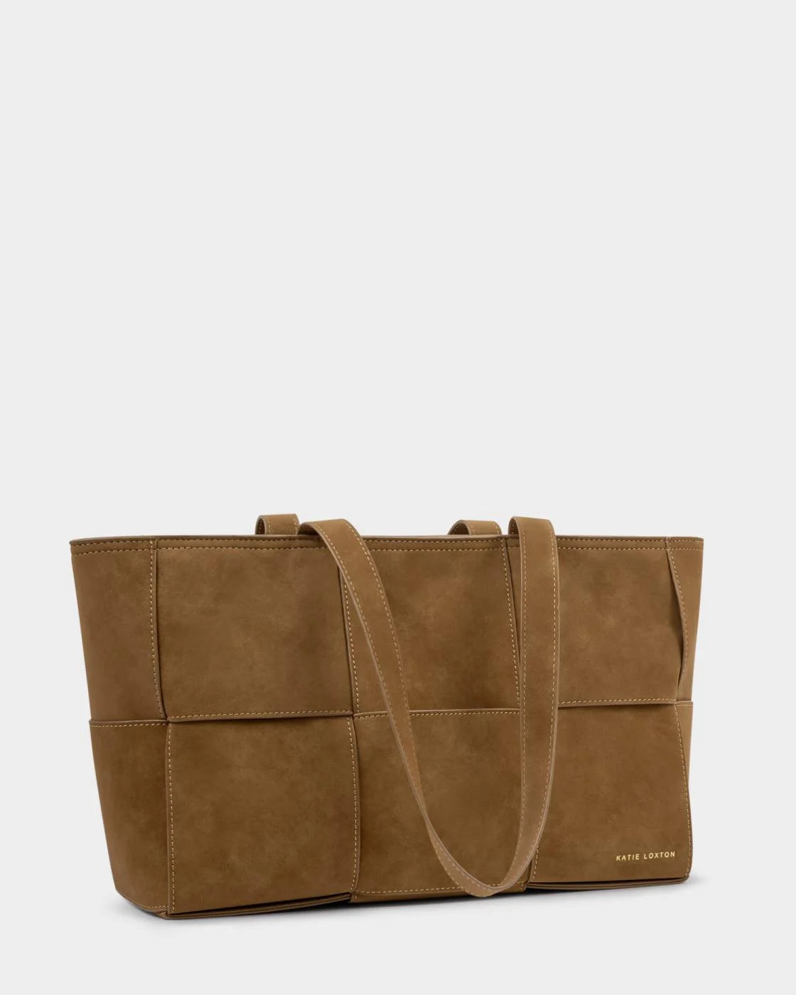 KLB4472 TAYA woven suedette tote bag caramel suedette