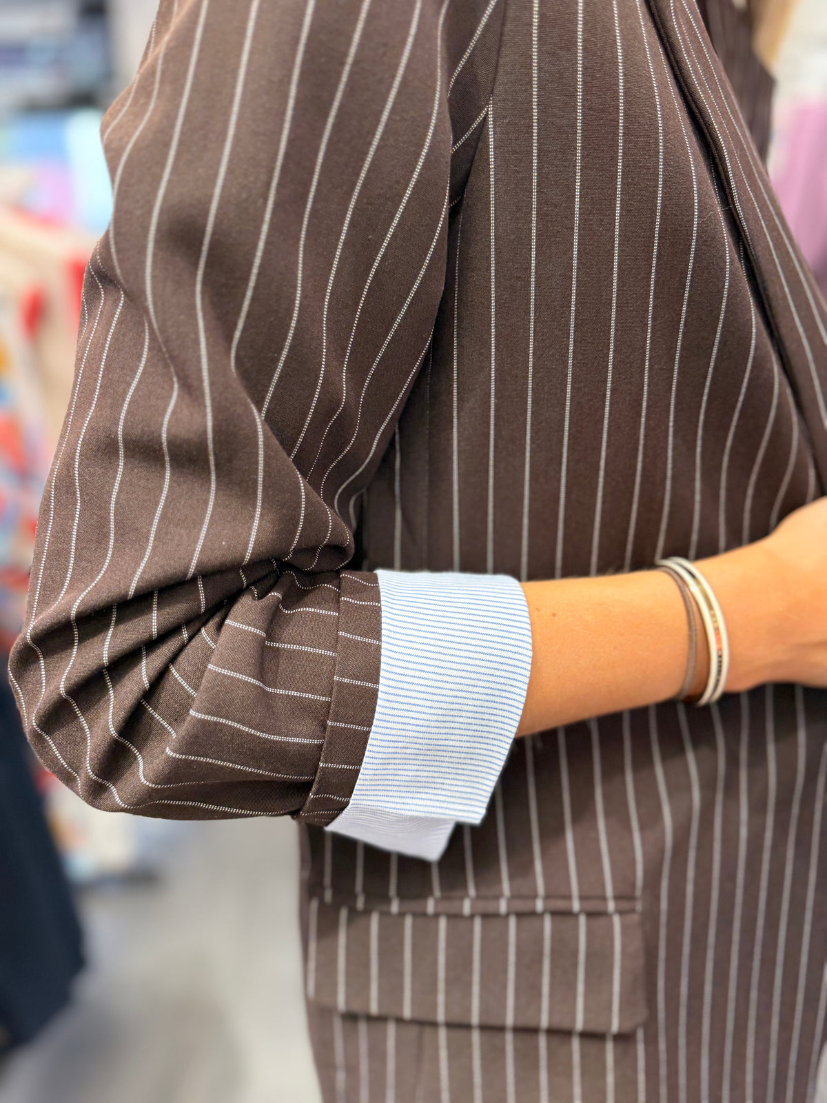 Pin Stripe Blazer Brown