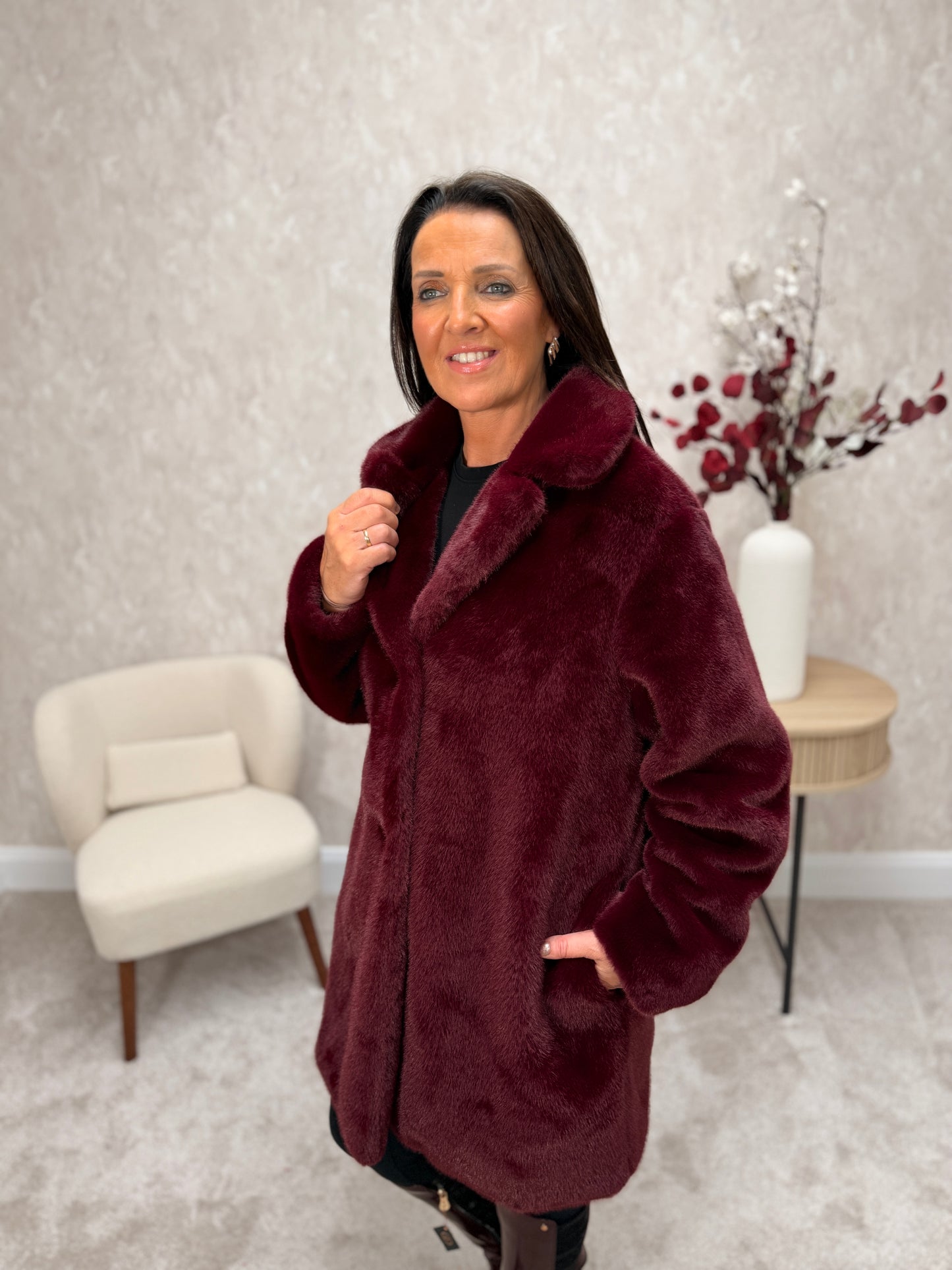 Maroon Fur Coat