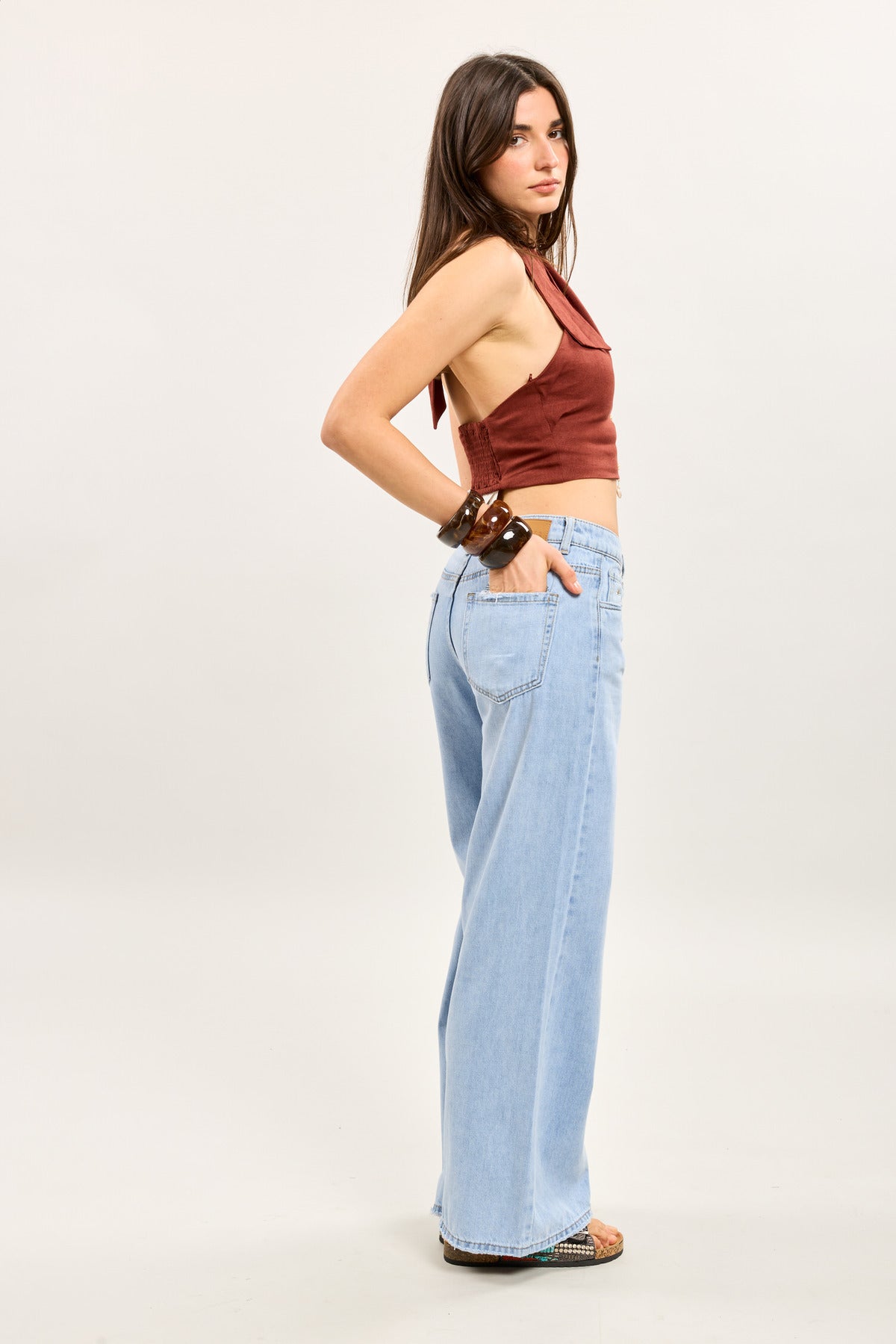 Wide Embroidered Daisy Jeans