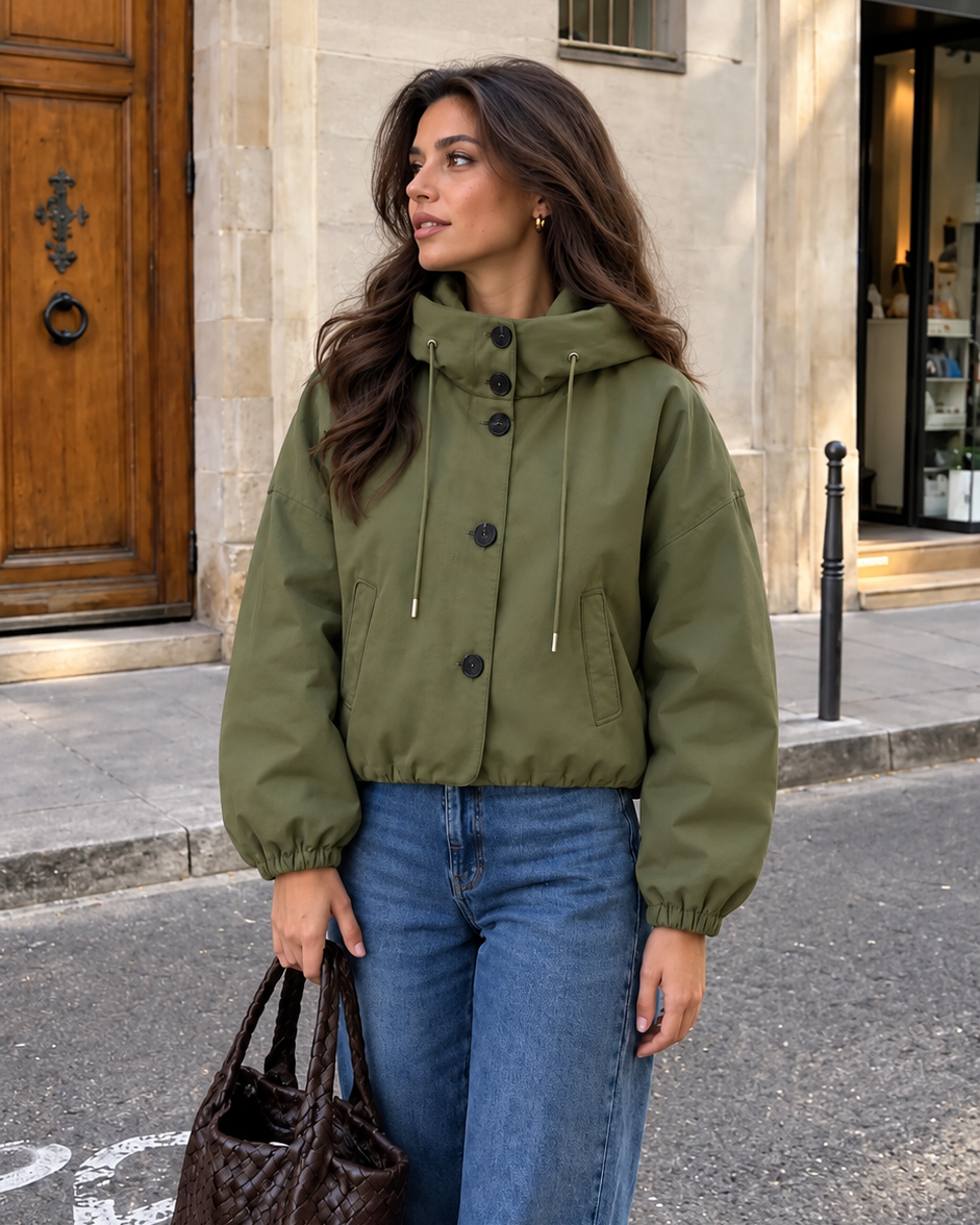 Kylie Oversized hooded jacket green