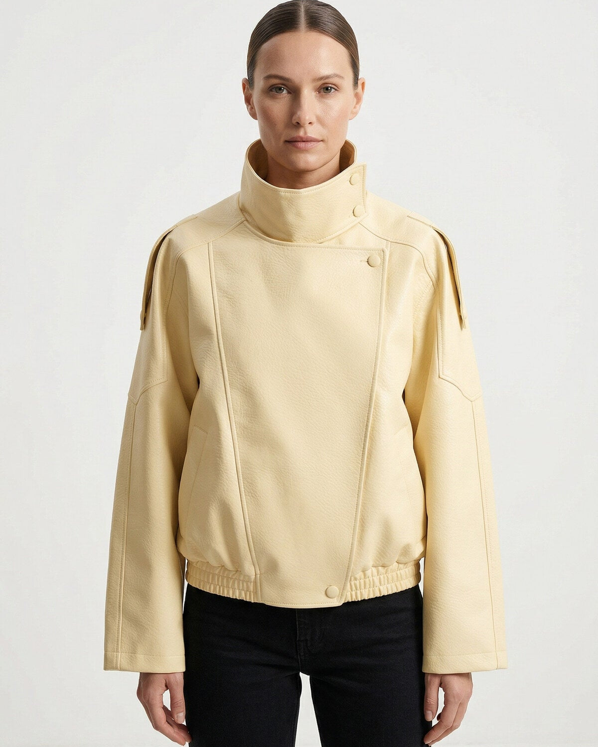 Faux Leather Jacket Lemon