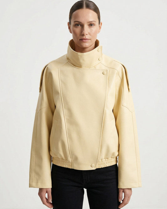Faux Leather Jacket Lemon